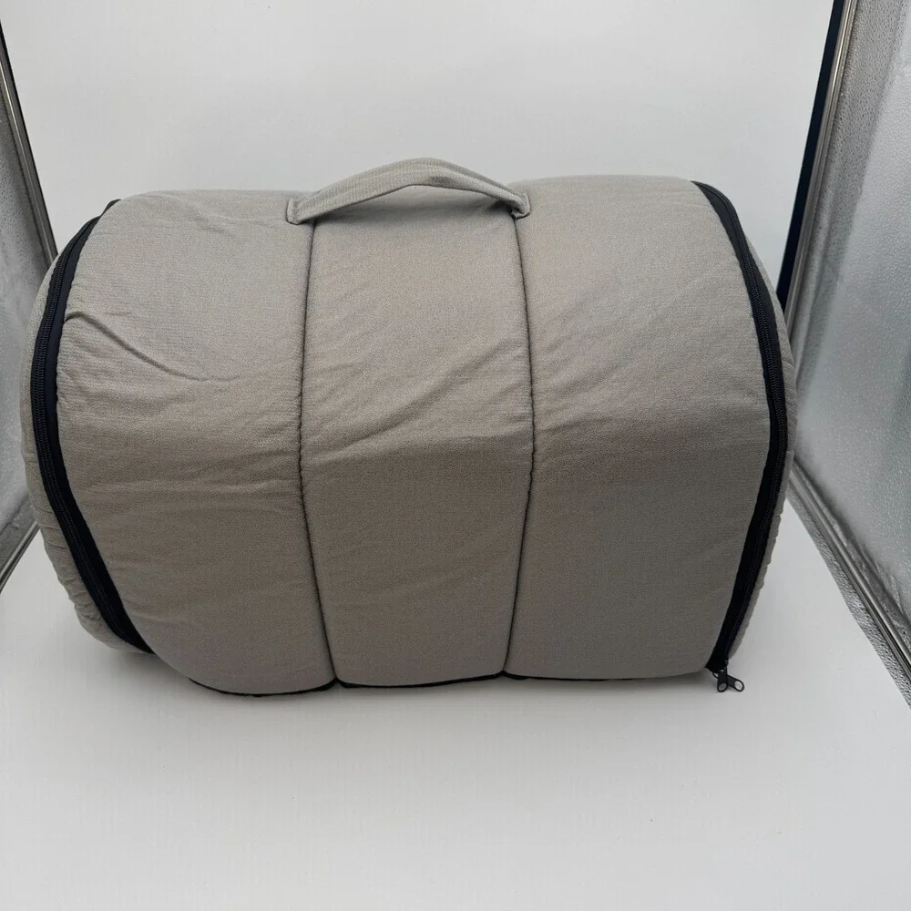 Gray Plush Tunnel Cat Bed with Removable Cushion